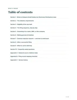 Contents page of the Alabama guide