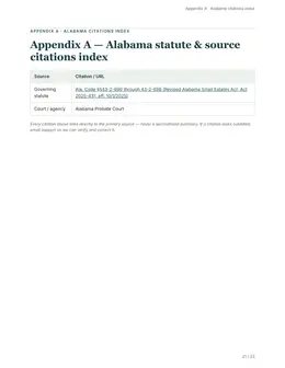 Citations index page of the Alabama guide