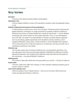 Glossary page of the California kit