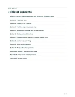 Contents page of the California kit