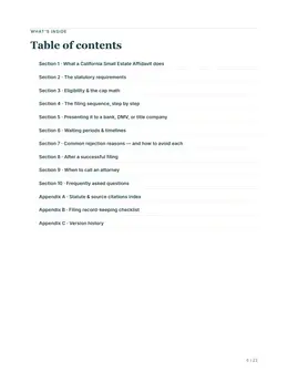 Contents page of the California guide