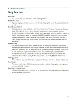 Glossary page of the Colorado kit