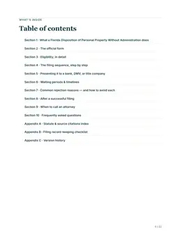 Contents page of the Florida kit