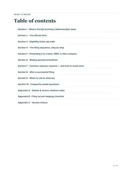 Contents page of the Florida kit