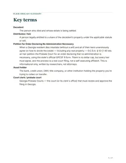 Glossary page of the Georgia kit