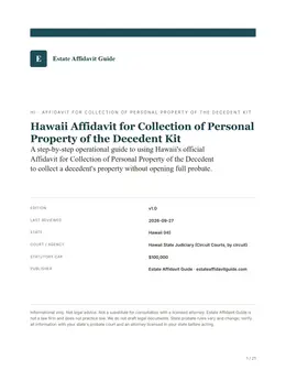 Cover & key facts page of the Hawaii kit