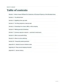 Contents page of the Hawaii kit
