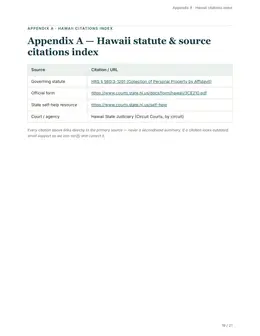 Citations index page of the Hawaii kit
