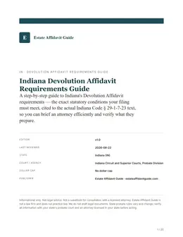 Cover & key facts page of the Indiana guide
