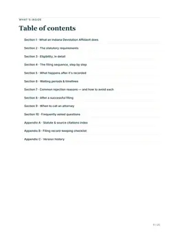 Contents page of the Indiana guide
