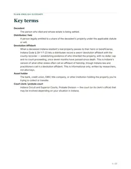 Glossary page of the Indiana guide