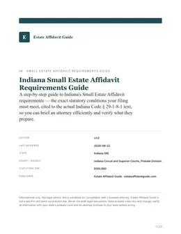 Cover & key facts page of the Indiana guide