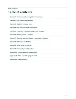 Contents page of the Iowa guide