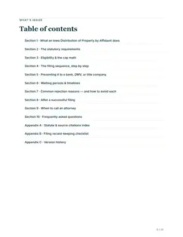 Contents page of the Iowa guide