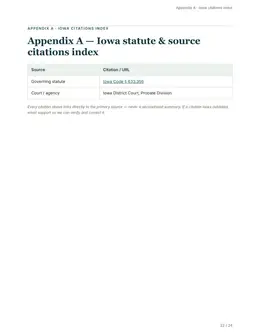 Citations index page of the Iowa guide