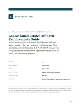 Cover & key facts page of the Kansas guide