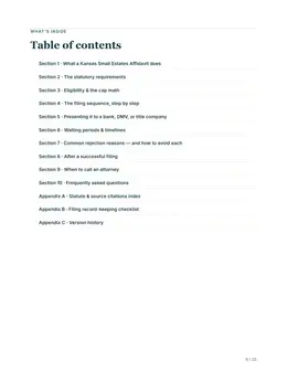 Contents page of the Kansas guide