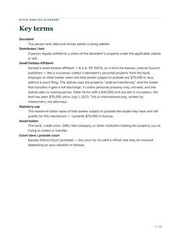 Glossary page of the Kansas guide
