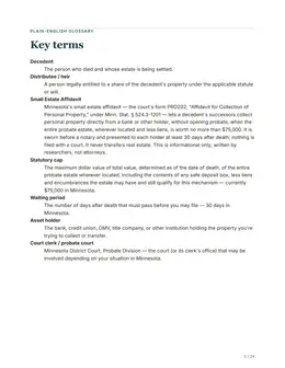 Glossary page of the Minnesota kit