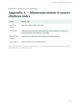 Citations index page of the Minnesota kit