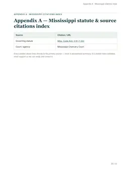 Citations index page of the Mississippi guide