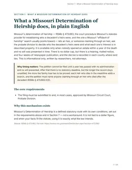 Plain-English overview page of the Missouri guide
