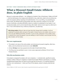 Plain-English overview page of the Missouri guide
