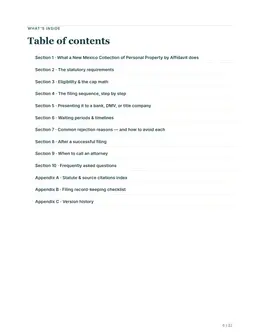 Contents page of the New Mexico guide