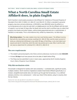 Plain-English overview page of the North Carolina kit
