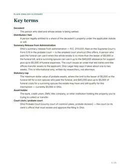 Glossary page of the Ohio kit