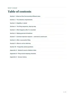Contents page of the Ohio guide