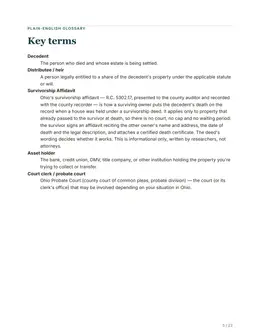 Glossary page of the Ohio guide