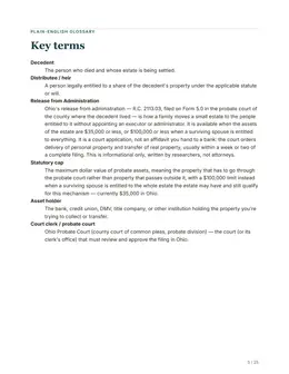 Glossary page of the Ohio kit