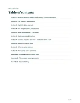 Contents page of the Oklahoma guide