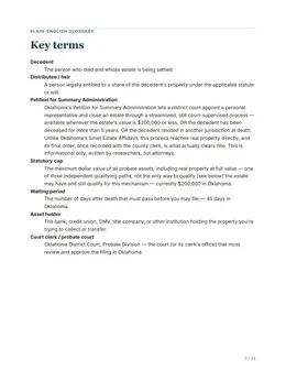 Glossary page of the Oklahoma guide