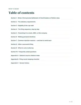Contents page of the Pennsylvania guide