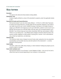 Glossary page of the Pennsylvania kit