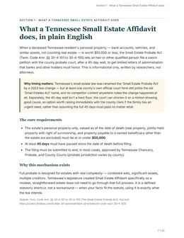 Plain-English overview page of the Tennessee guide