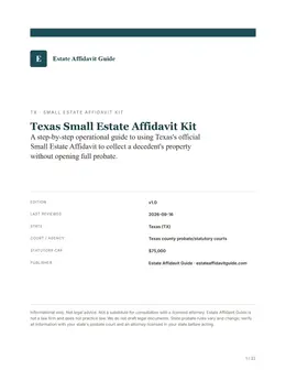 Cover & key facts page of the Texas kit