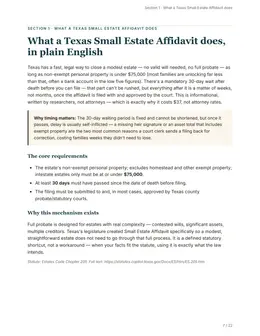 Plain-English overview page of the Texas kit