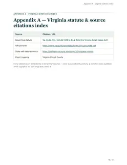 Citations index page of the Virginia kit