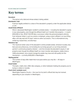Glossary page of the Washington guide