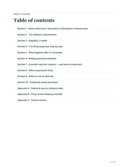 Contents page of the Wisconsin guide