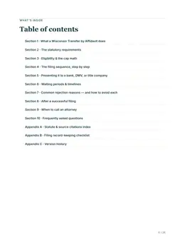 Contents page of the Wisconsin guide